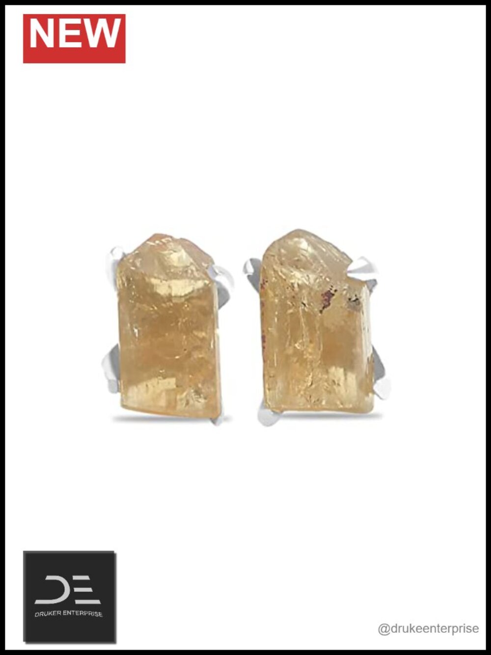 Natural Imperial Topaz Stud Earrings Sterling Silver Prong Set